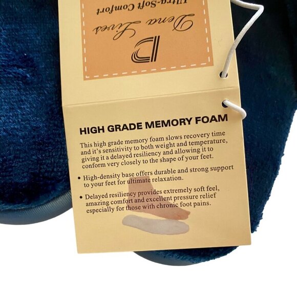Dena Lives Ultra Soft Memory Foam Slippers Indoor Outdoors Blue Large NEW NWT - Picture 9 of 12
